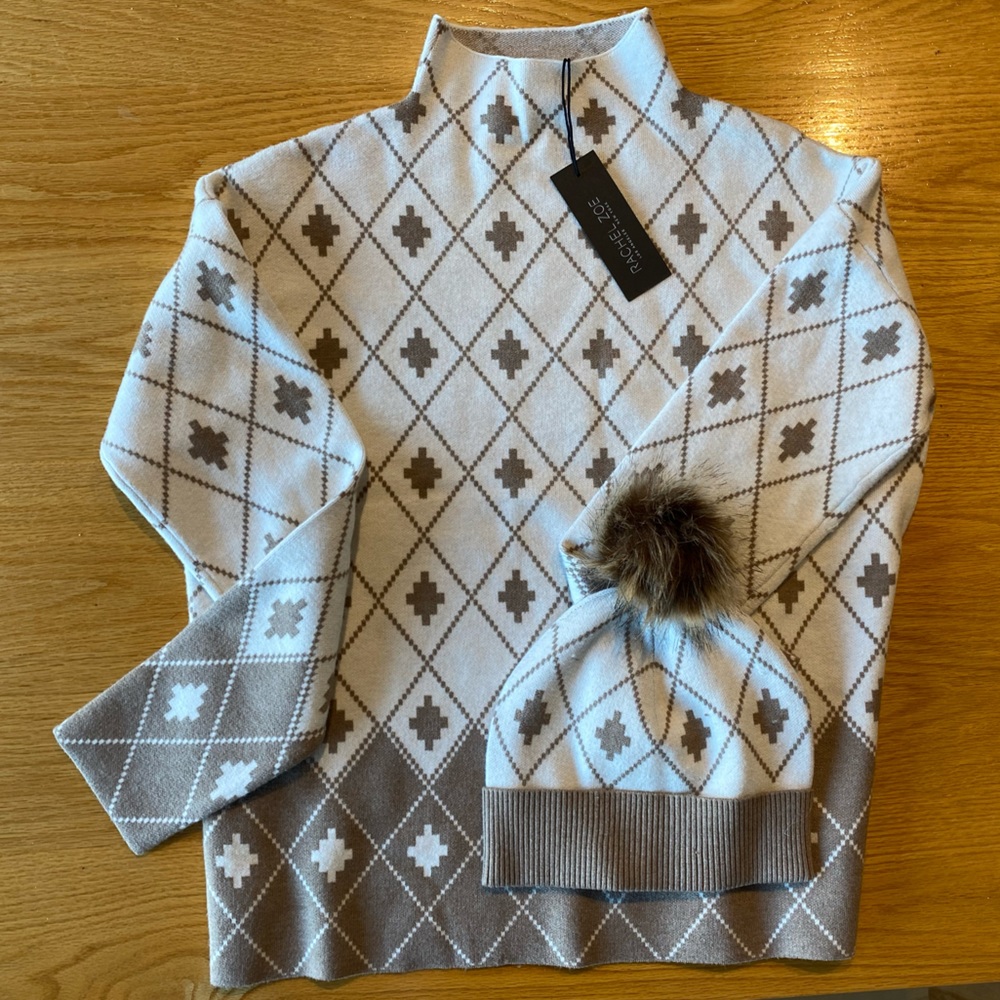 NWT Rachel Zoe US M Sweater and Matching Hat
